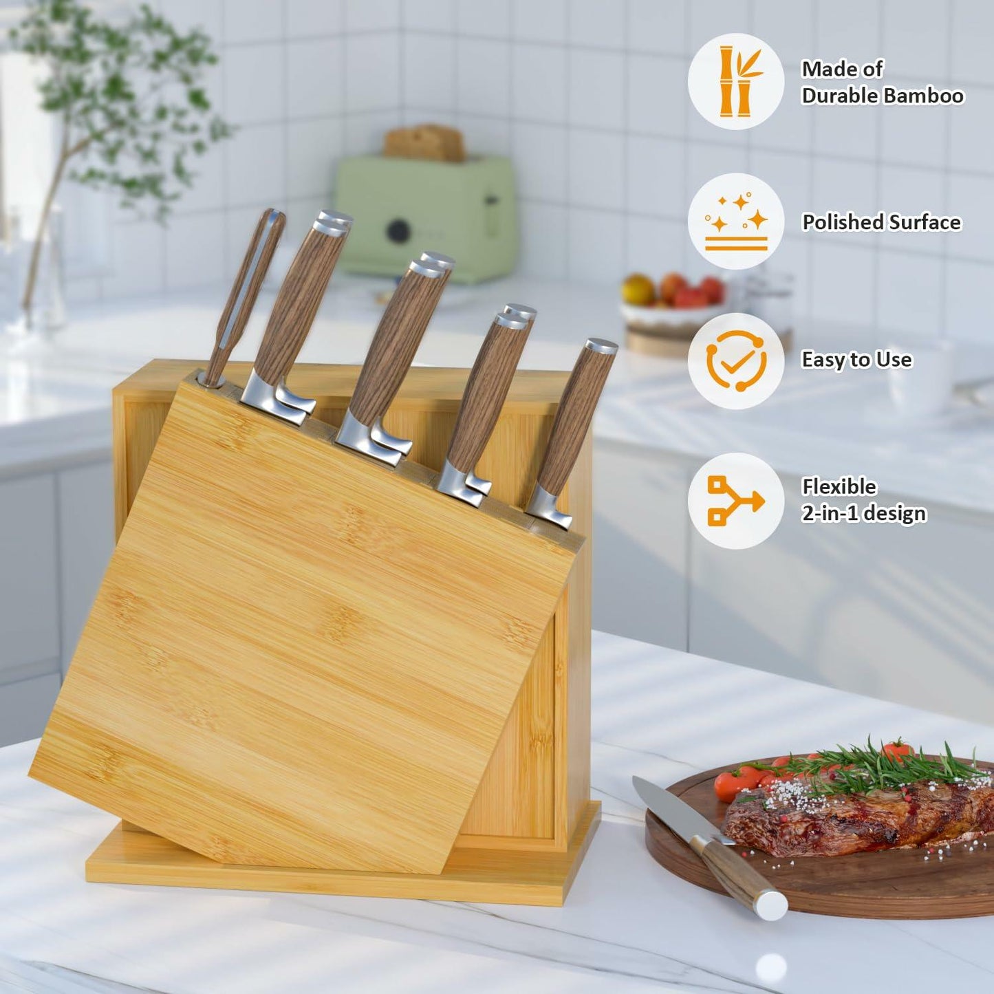 Food Storage Bag Organizer 2-in-1 Knife Block Countertop Multi-size