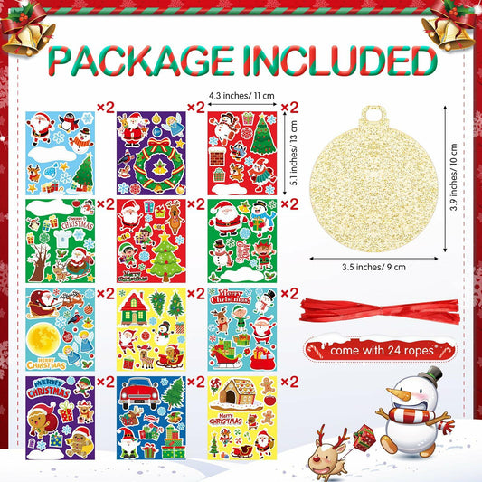 Capoda 24 Pack Clear Acrylic Christmas Ornaments with Red Ribbon Gold