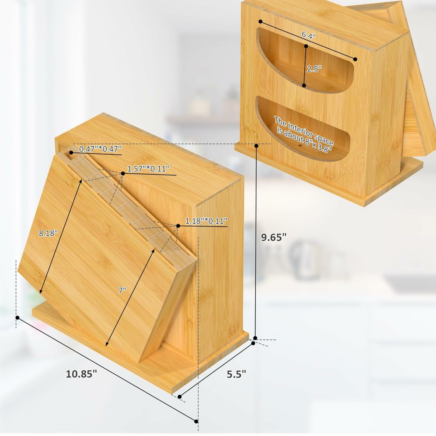 Food Storage Bag Organizer 2-in-1 Knife Block Countertop Multi-size