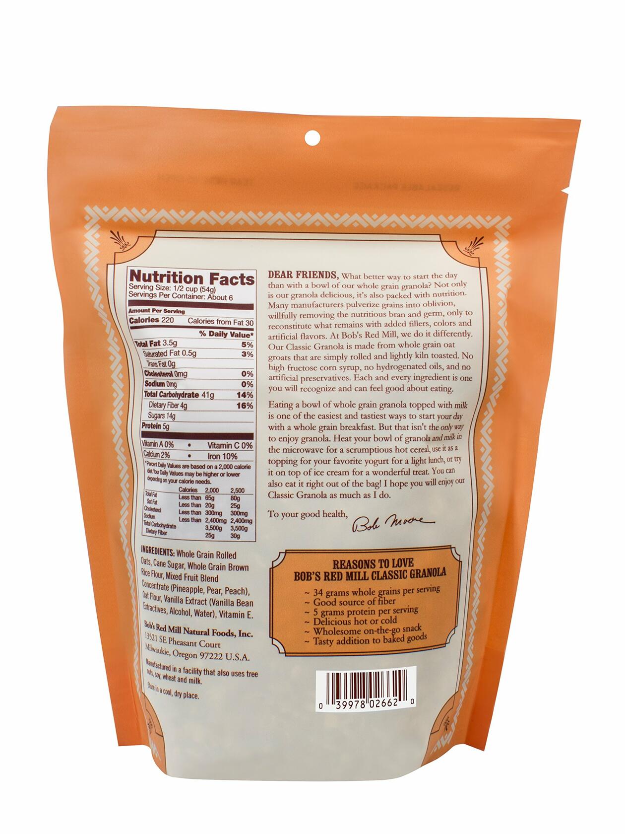 BestBy01/26 Bob's Red Mill Natural Whole Grain Granola 12oz Pack of 4