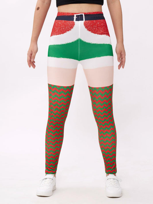Patgoal Girls Christmas Ugly Print Leggings High Waist Full Length Size 11-12