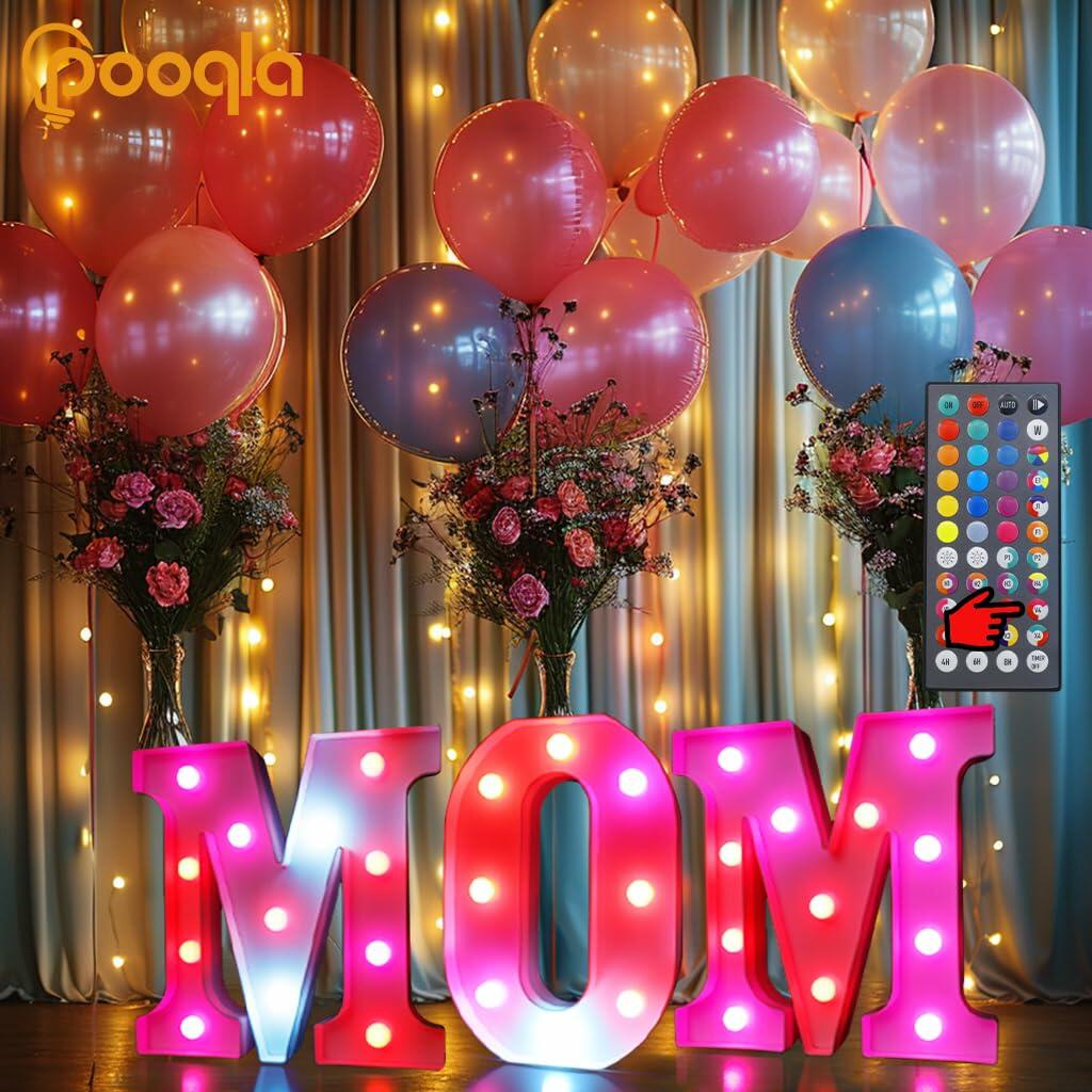 Pooqla Light Up Letter O LED Marquee Light RGB Color Changing 34 Colors Remote