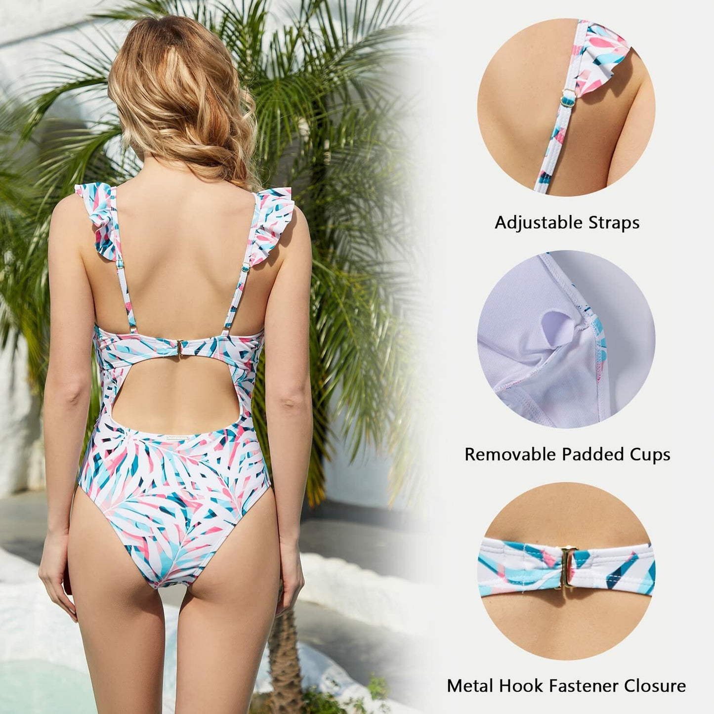 Wildbreath Women's One Piece Swimsuit Tummy Control V Neck Size M