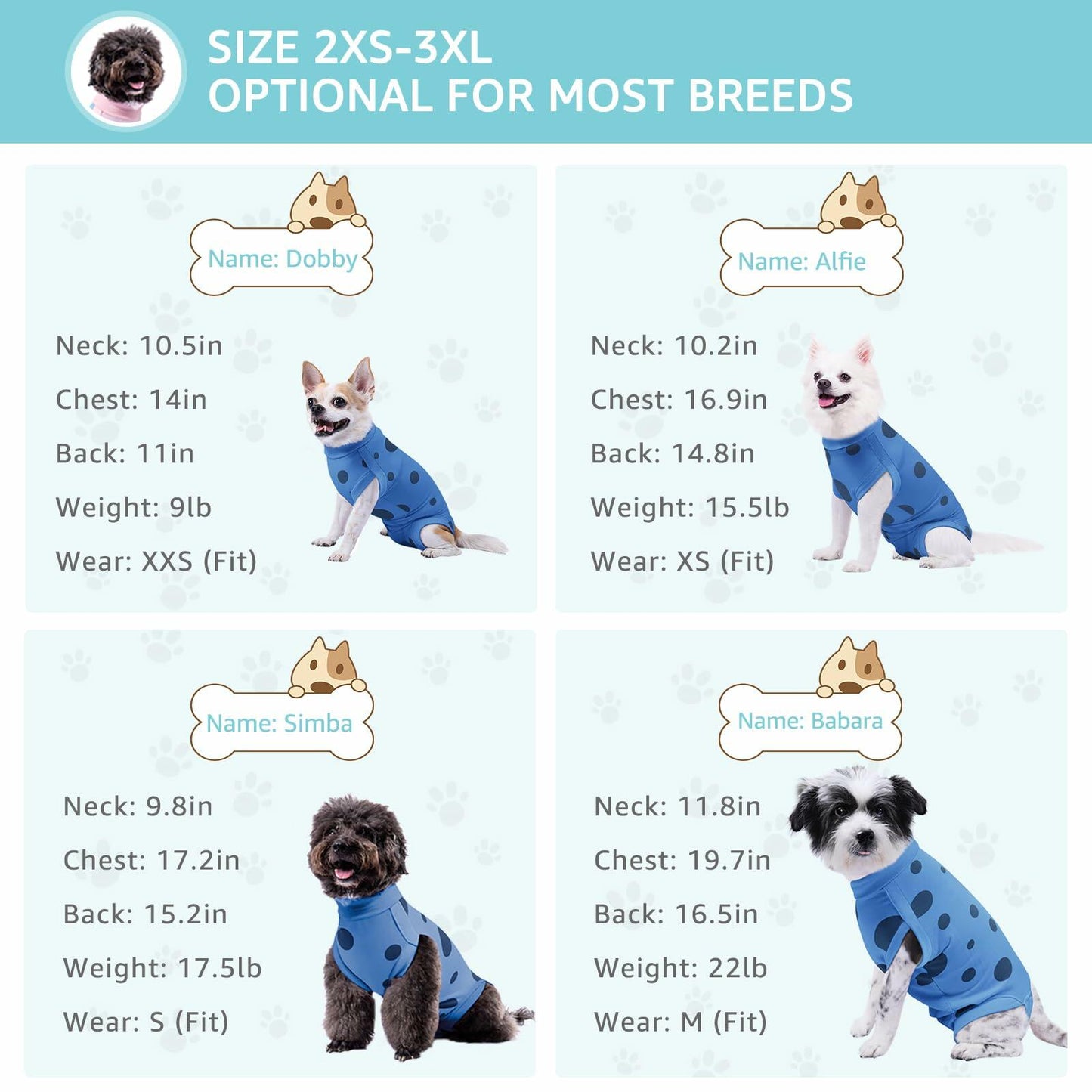 Medium Dog Surgery Recovery Suit Male Female Pee Hole Blue Heart Size M