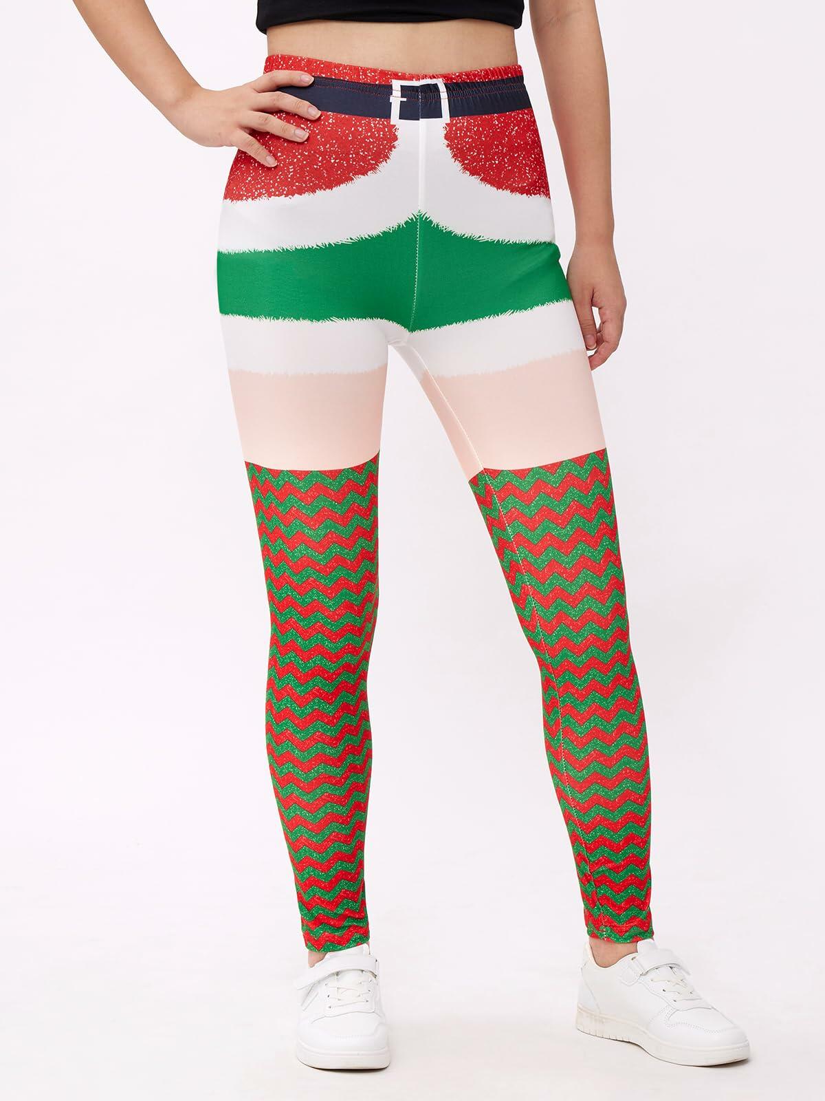 Patgoal Girls Christmas Ugly Print Leggings High Waist Full Length Size 11-12