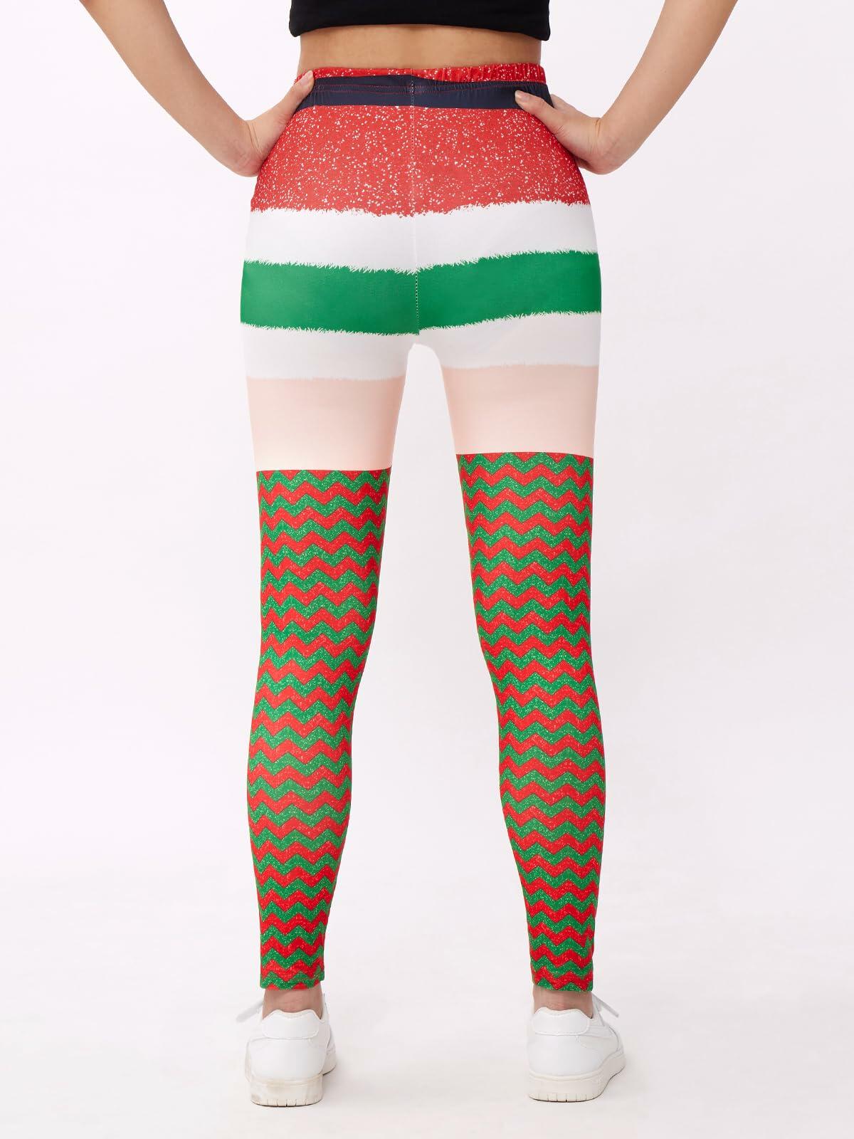 Patgoal Girls Christmas Ugly Print Leggings High Waist Full Length Size 11-12