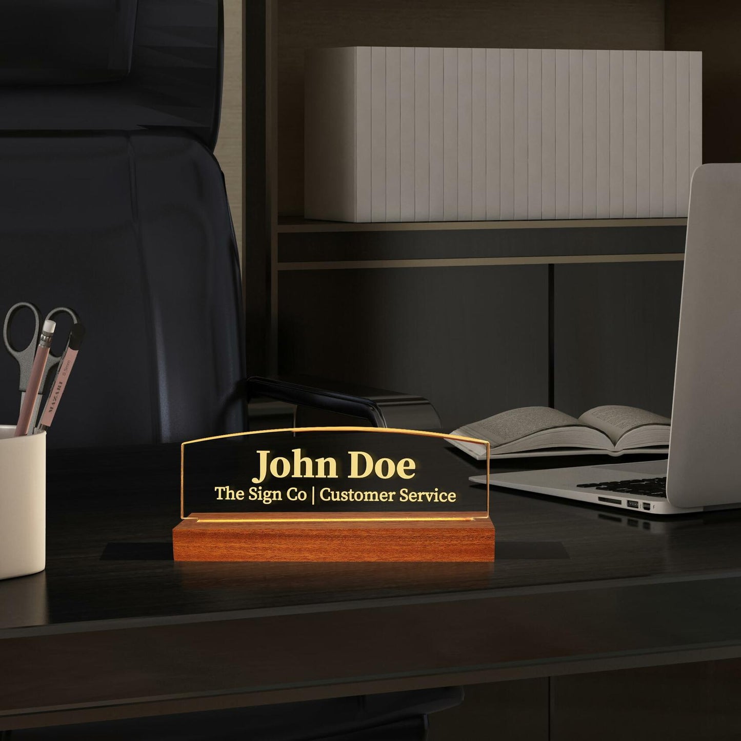 Inspirational Team Noun Wooden Desk Plaque LED Light Office Decor