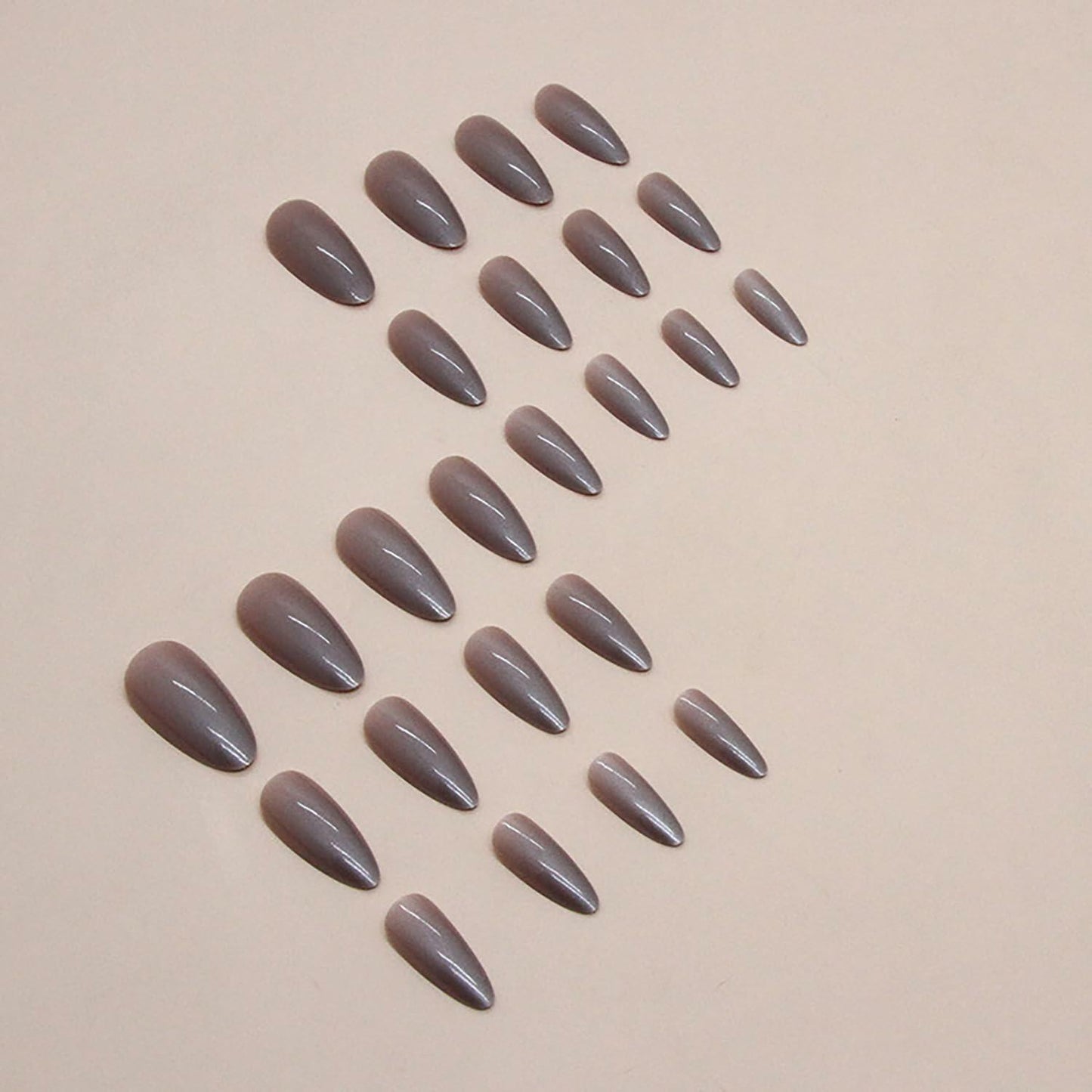 24 Pcs Almond Medium White Acrylic Press On Nails Glitter Full Cover