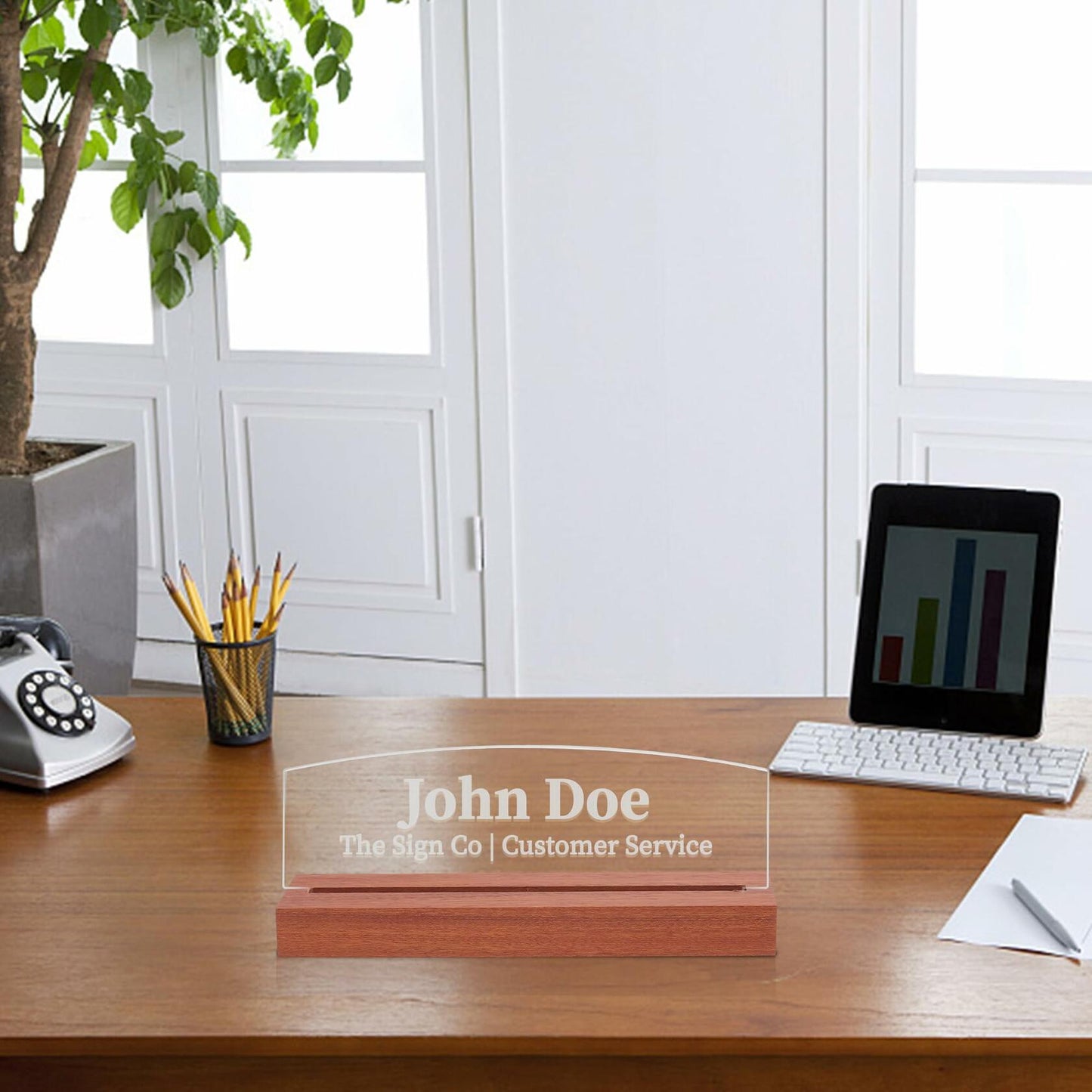 Inspirational Team Noun Wooden Desk Plaque LED Light Office Decor