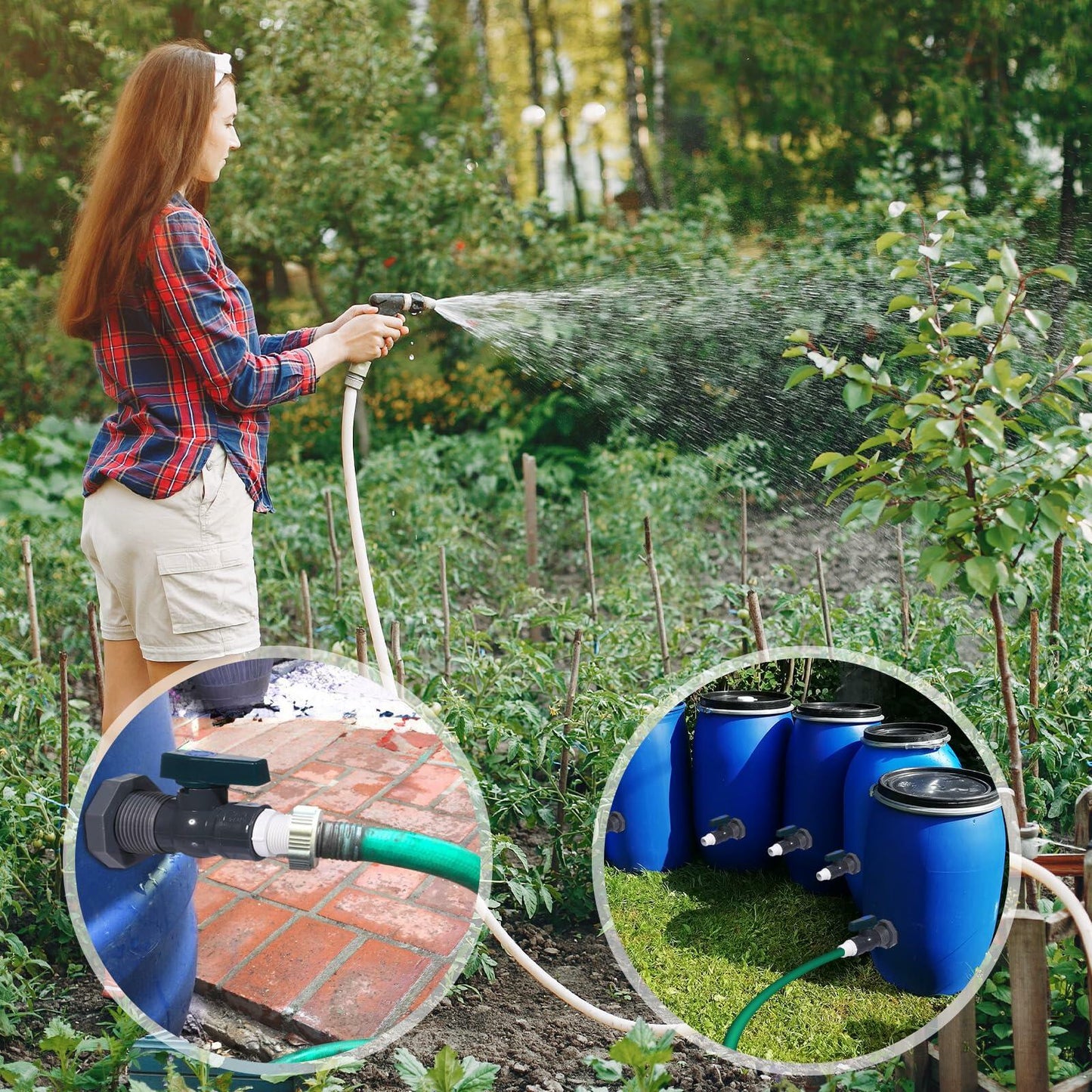 YASUOA Rain Barrel Spigot Kit Garden Hose Connector Water Supply 3/4" GHT