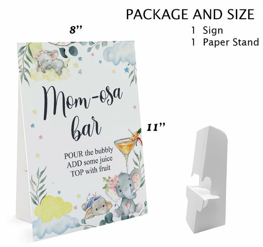 Calf Elephant Momosa Bar Sign Party Wedding Birthday Bridal Shower Decor