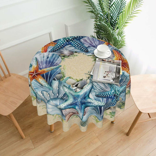 YETTA YANG Scandinavian Gnome Christmas Waterproof 60in Round Tablecloth