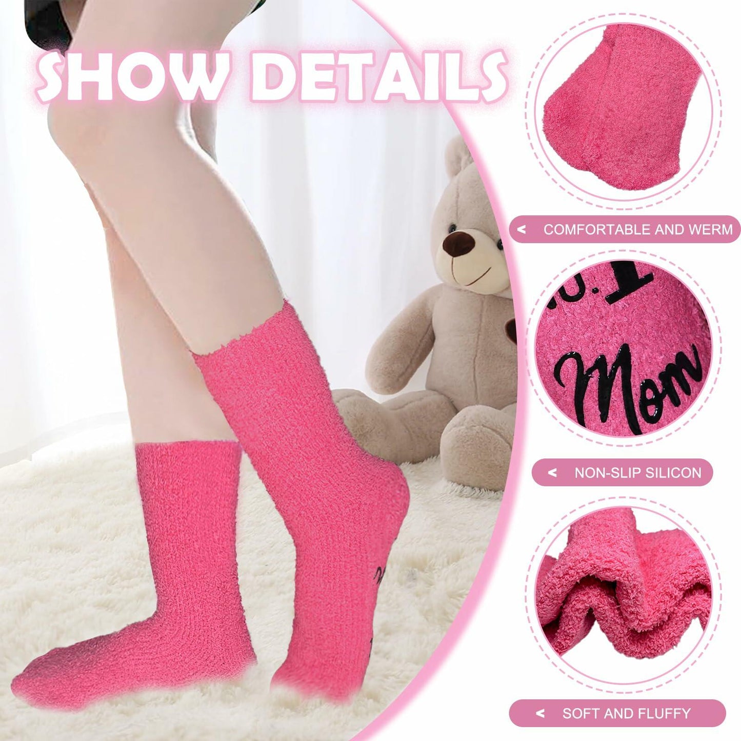 Ao Yee ZGL Mother's Day Gift Socks for Women Pink Size L