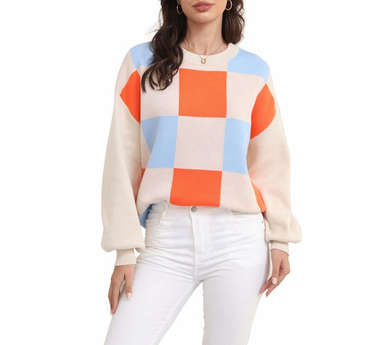 LISILONG Women's Ribbed Knit Sweater Long Sleeve multicolor Pullover Size S