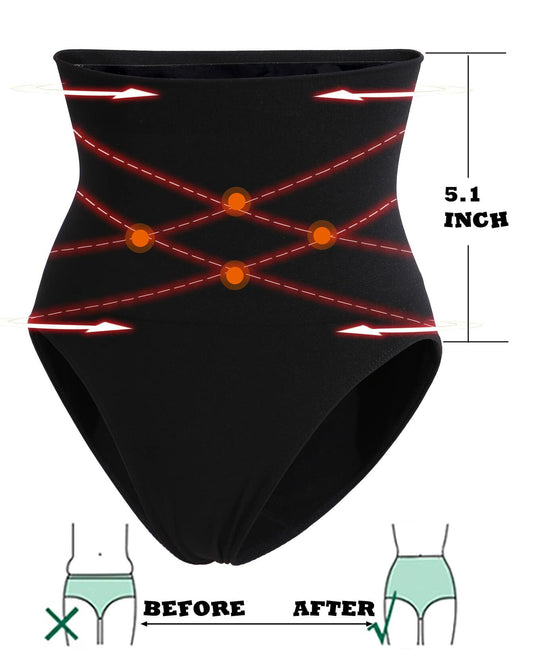 FINETOO Tummy Control High Waisted Shapewear Briefs Plus Size S Nude