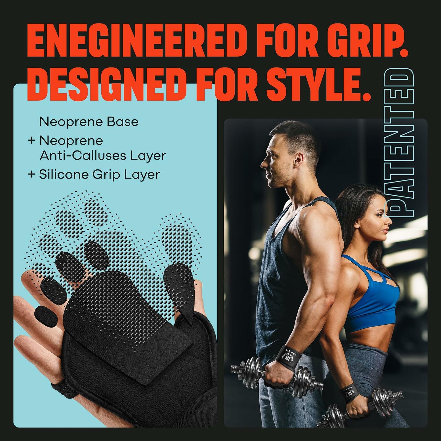 MAVA Padded Weight Lifting Gloves with Wrist Support Fingerless Black