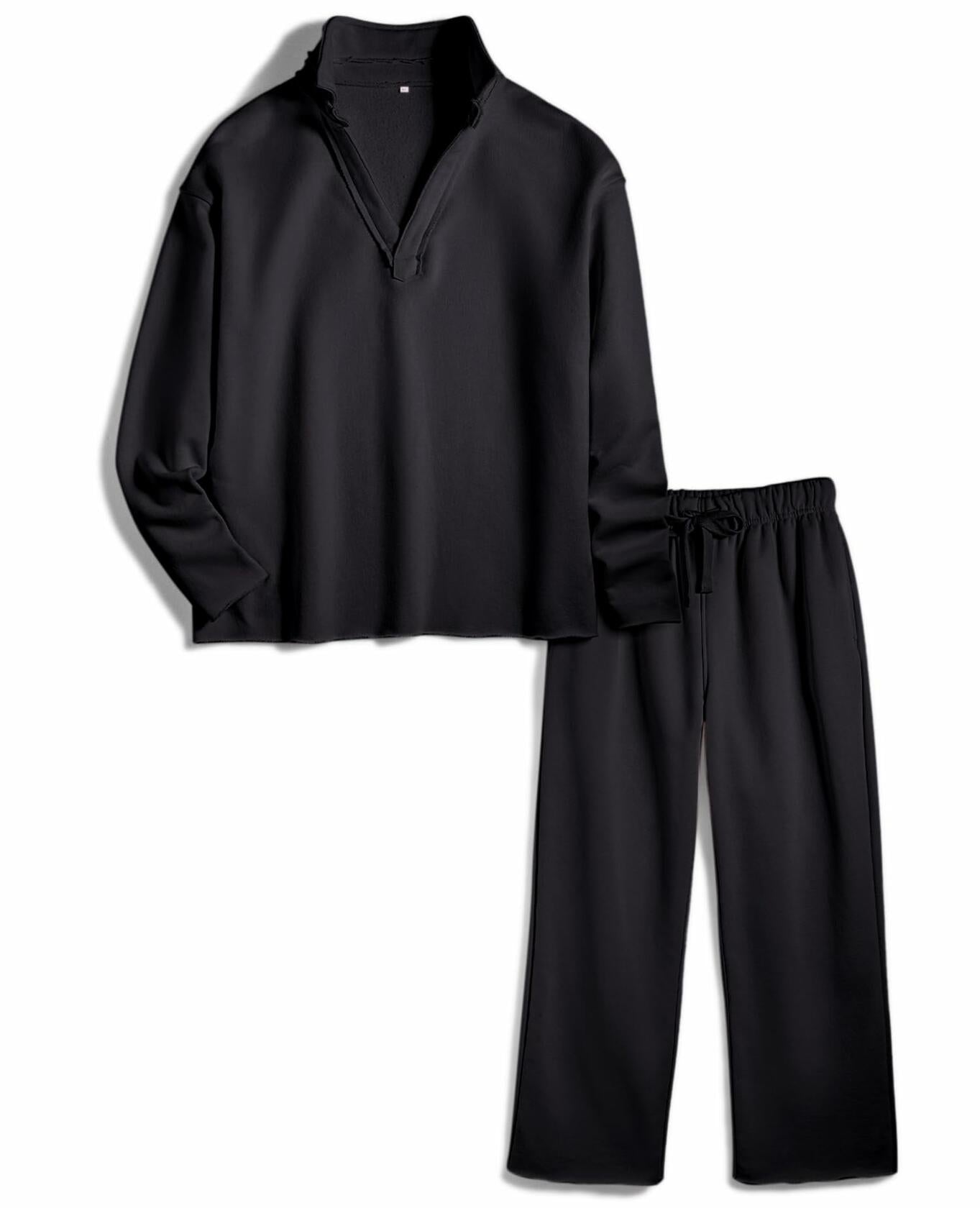 Yioaga Women Tracksuit 2 Piece Set Pullover Sweatshirt Sweatpants Black Size L