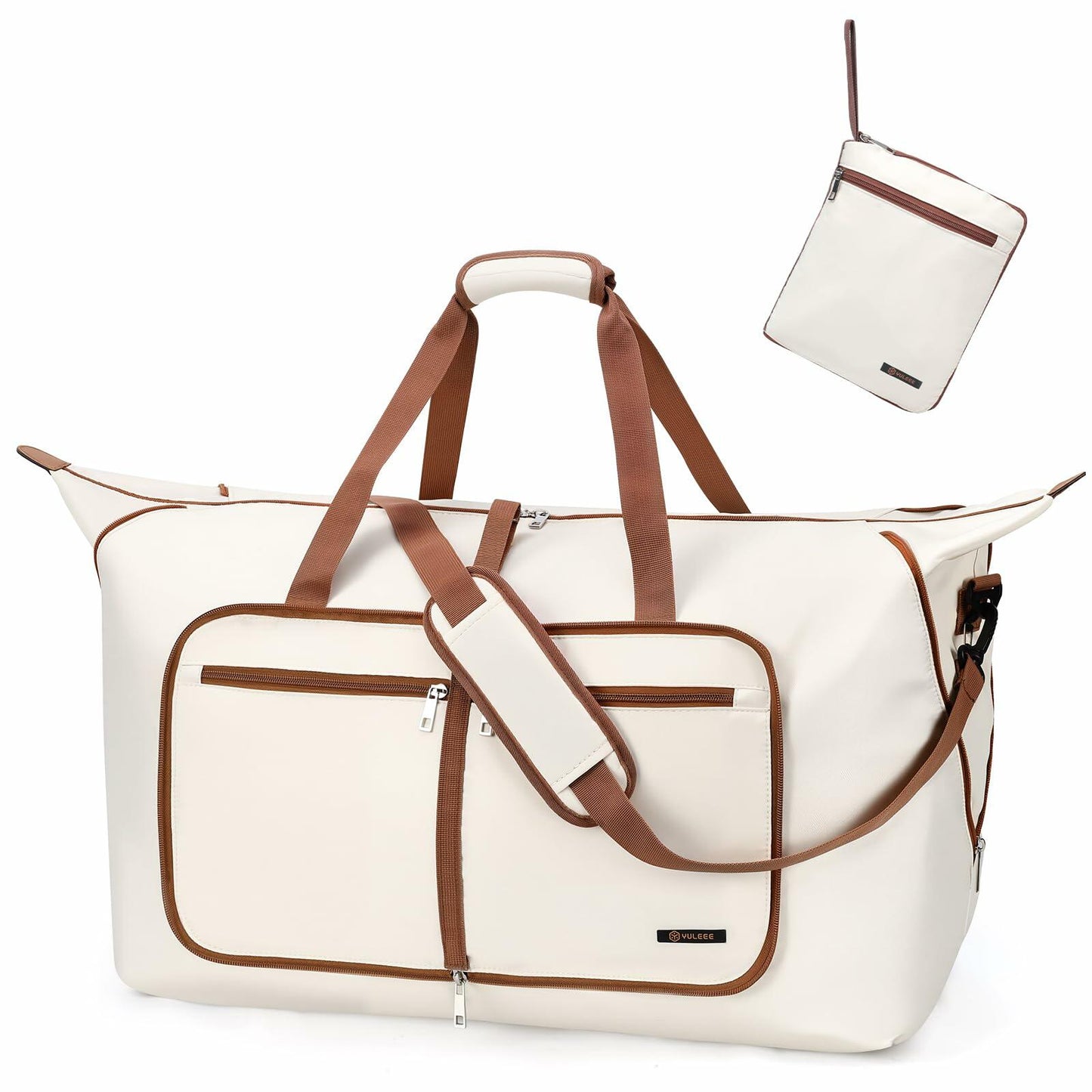 Travel Duffel Bag Women 80L Lightweight Water Resistant Foldable Beige