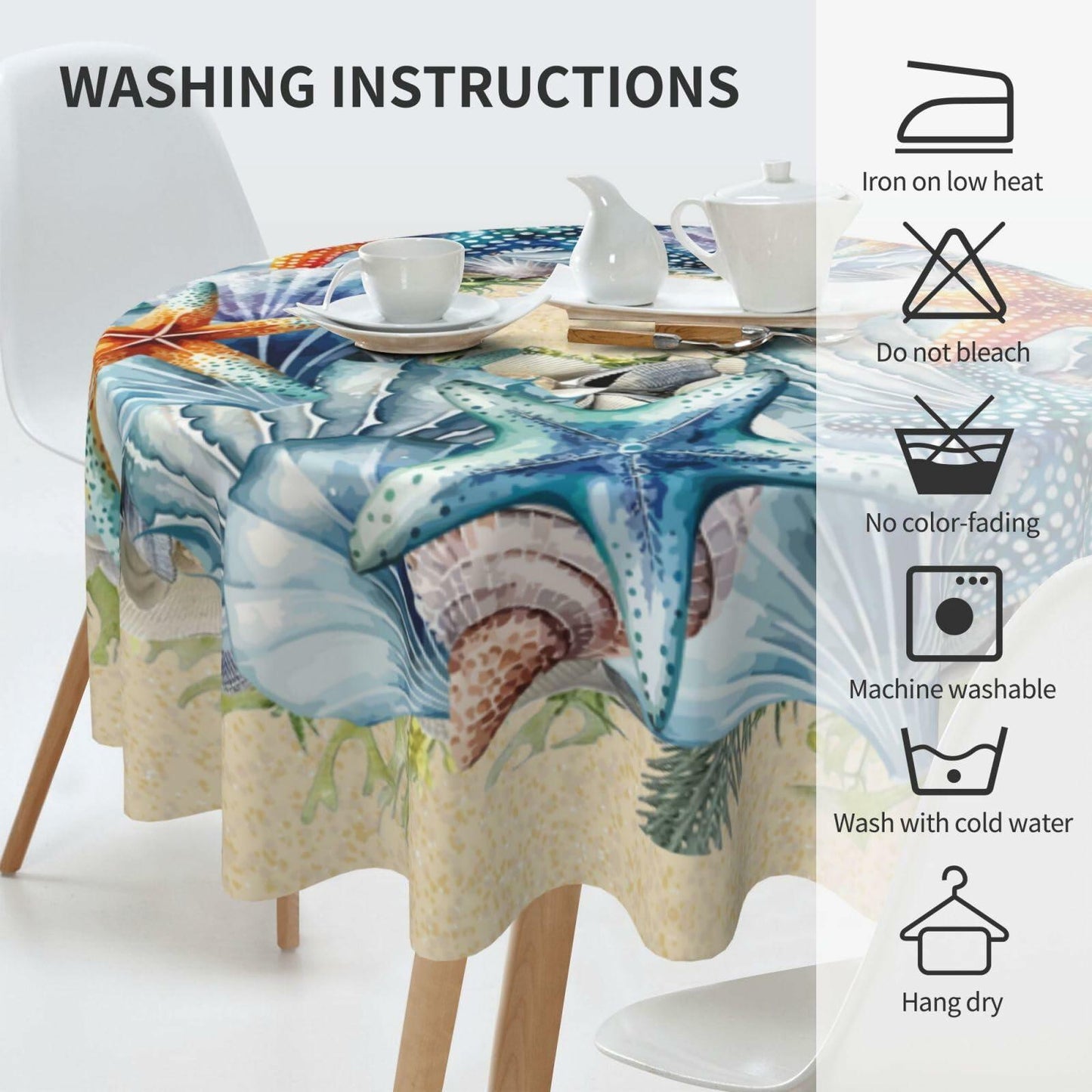 YETTA YANG Scandinavian Gnome Christmas Waterproof 60in Round Tablecloth