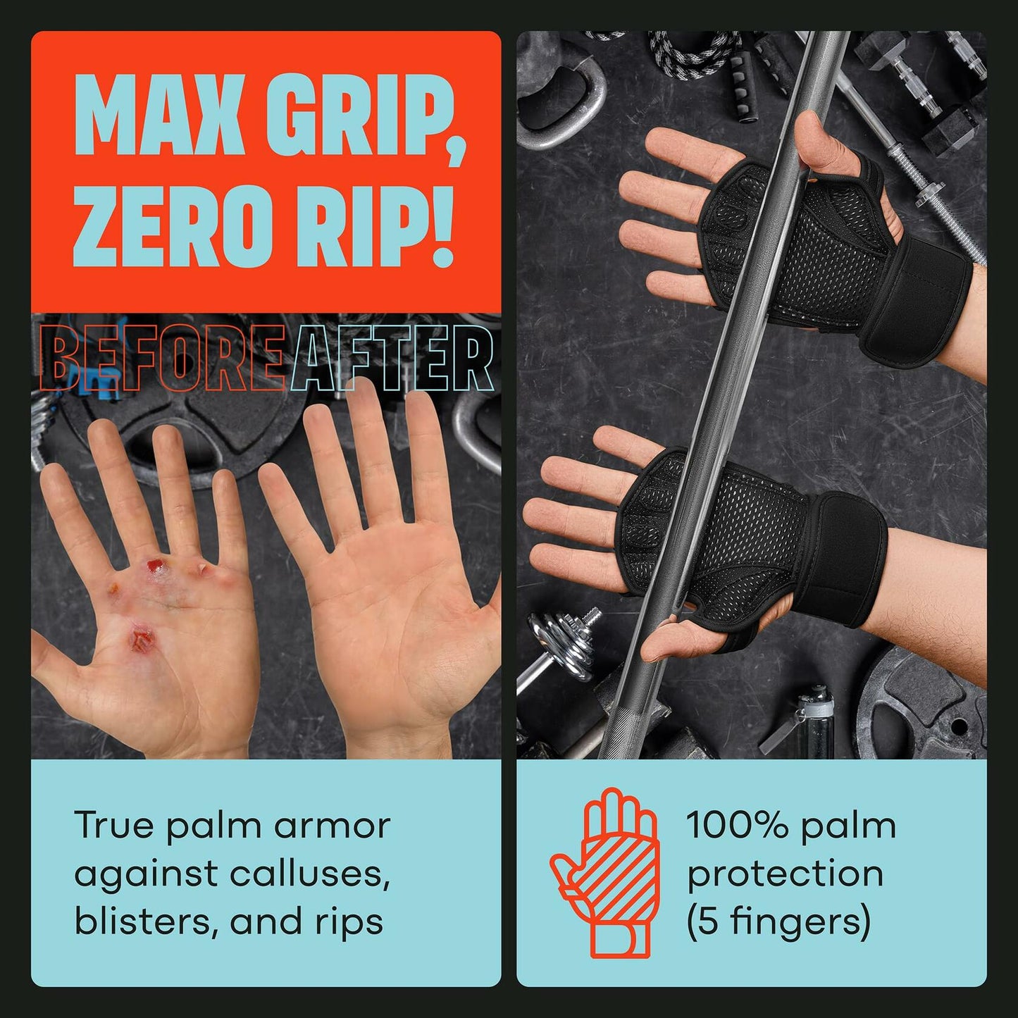 MAVA Padded Weight Lifting Gloves with Wrist Support Fingerless Black