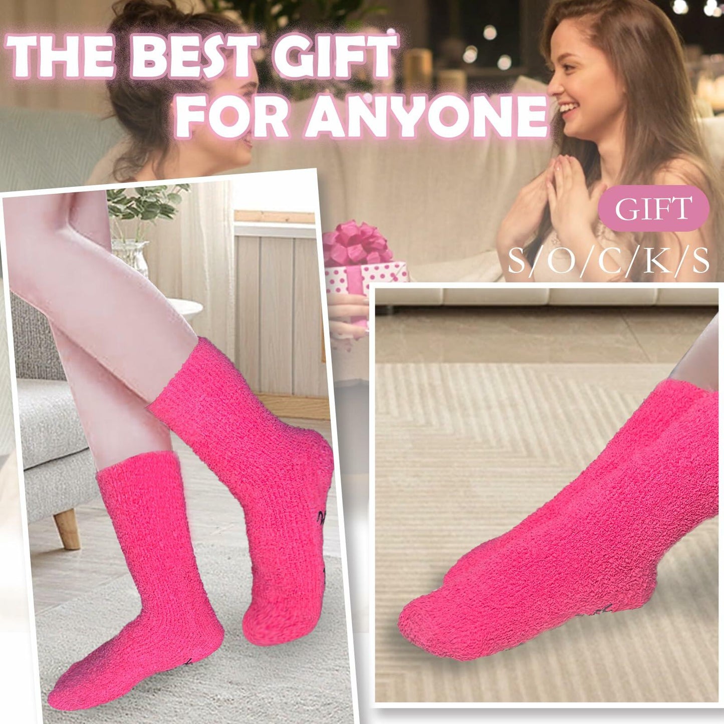 Ao Yee ZGL Mother's Day Gift Socks for Women Pink Size L