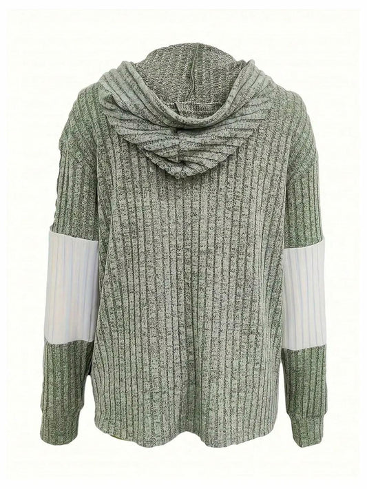 Women's Two Tone Drawstring Front Zip Up Hoodie Jacket Size XS