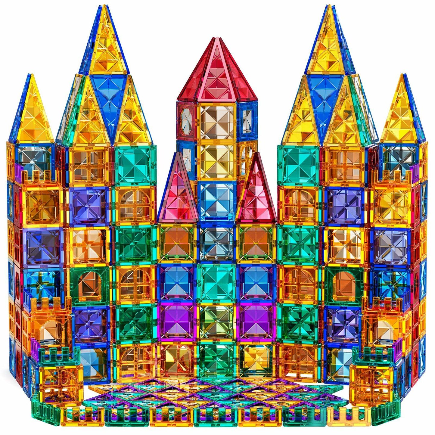 TEMI Magnetic Tiles 180-Piece Building Blocks STEM Toy Set Multicolor