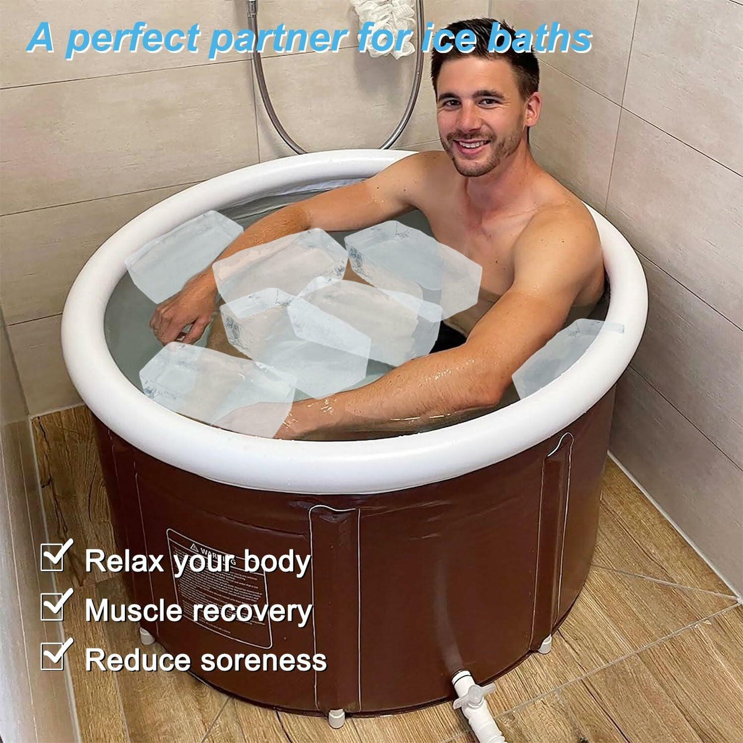 Foldable Ice Bath Mold Silicone Ice Block Chiller 3 Pack 22.2LB Total