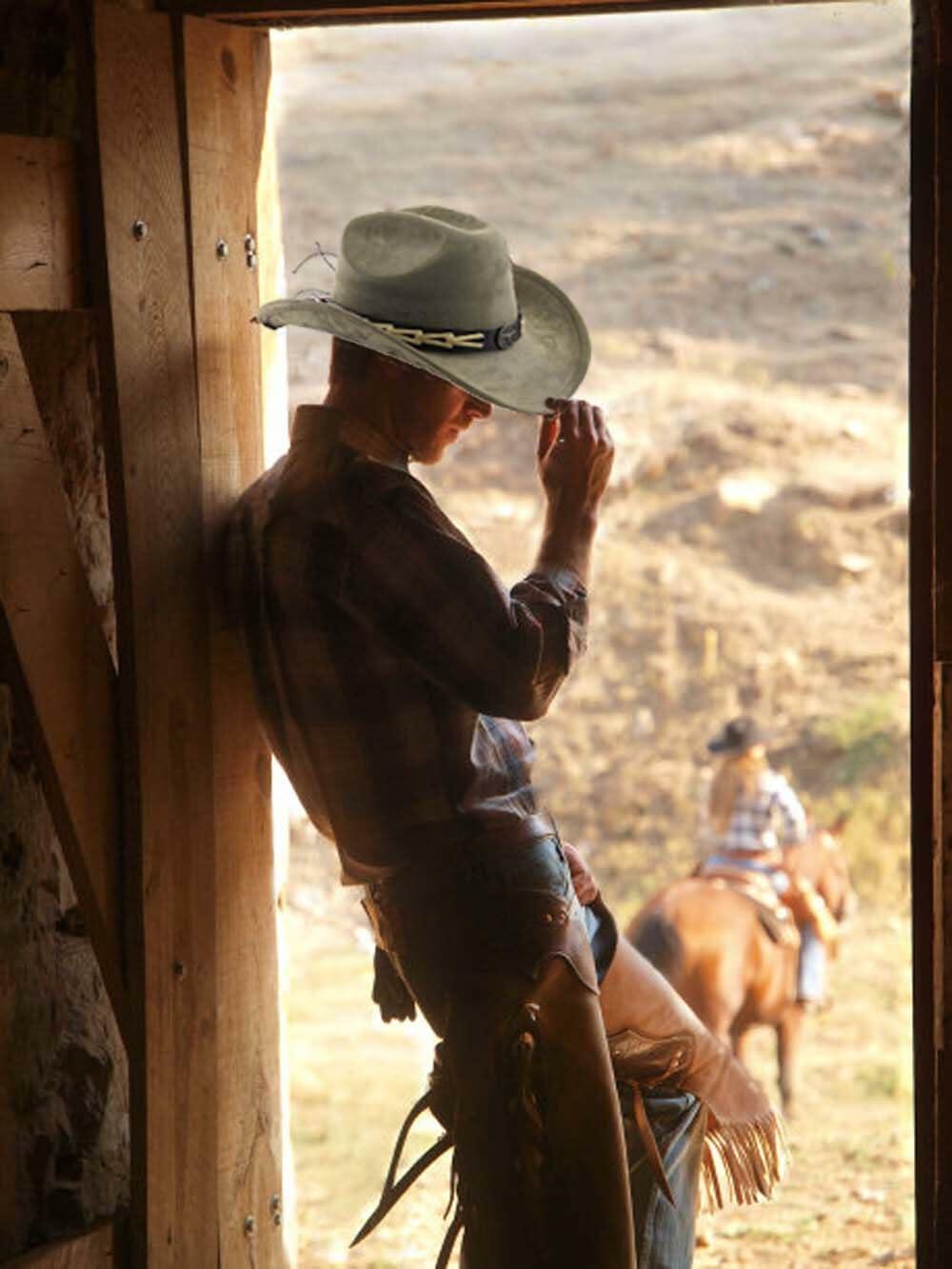 Wotfim Western Cowboy Hat Wide Brim Suede Band Beige