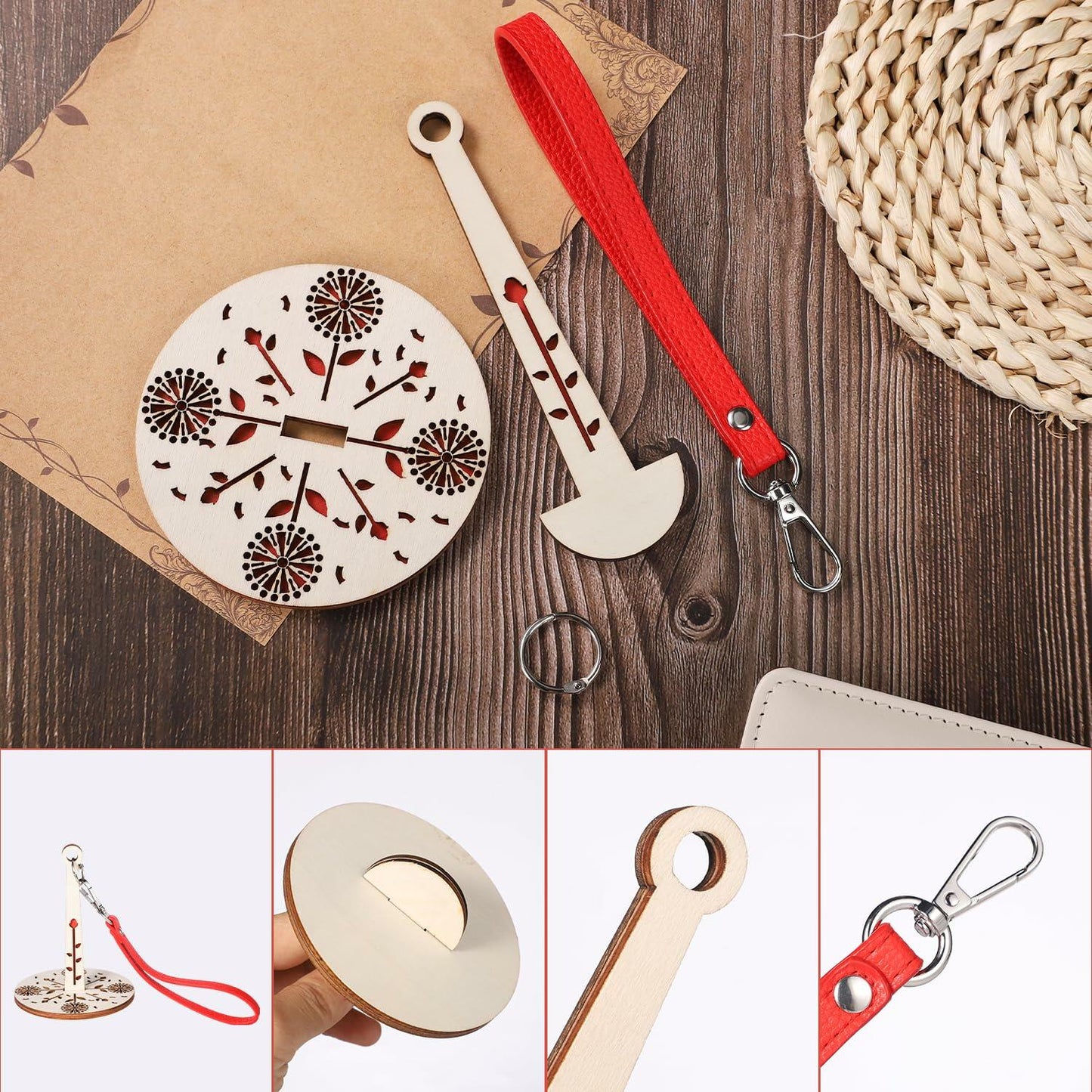 BOXOB Portable Wood Wrist Yarn Holder with Leather Band Knitting Supplies