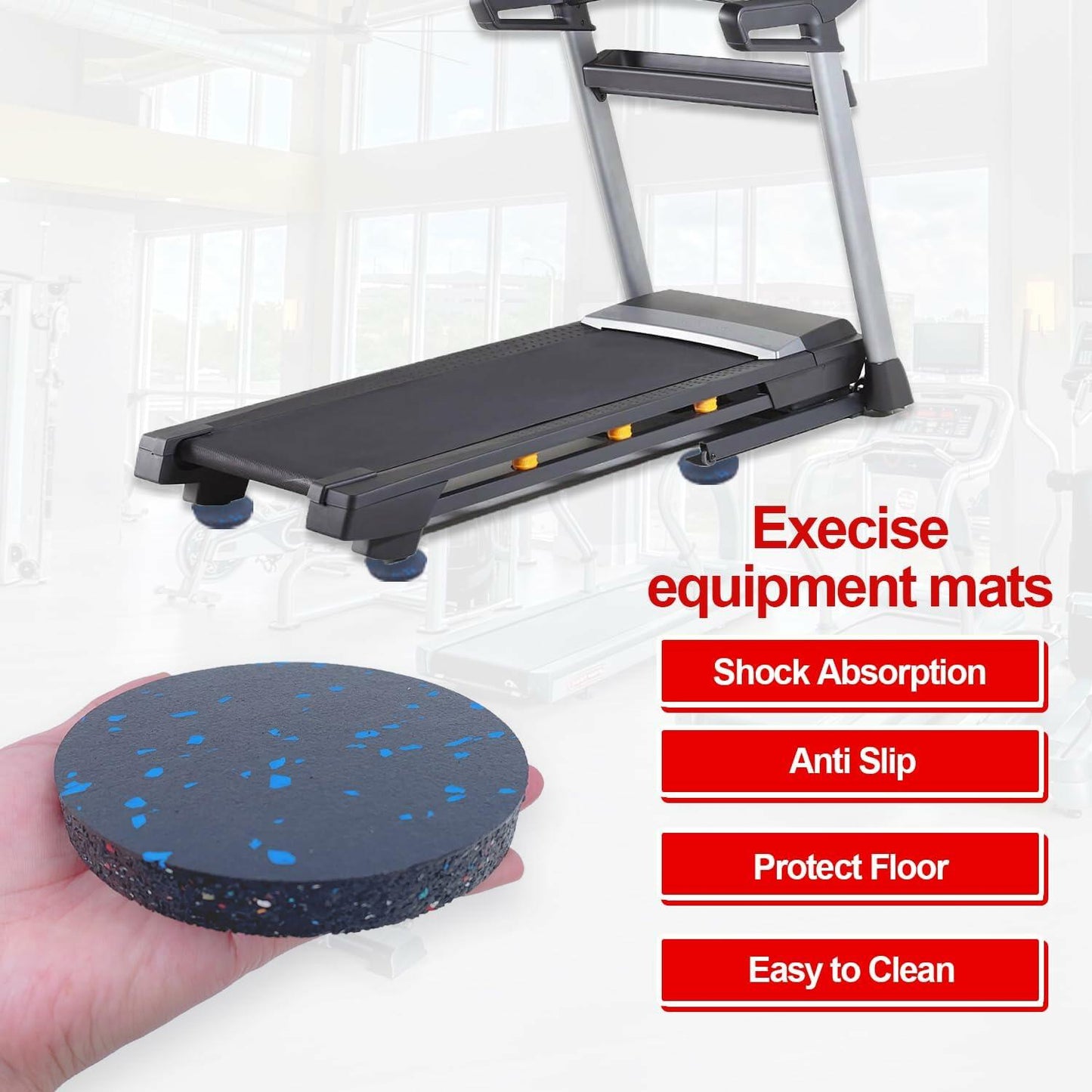 U MAX Exercise Equipment Anti Vibration Pads 4.7x0.6in Black 6pc High Density