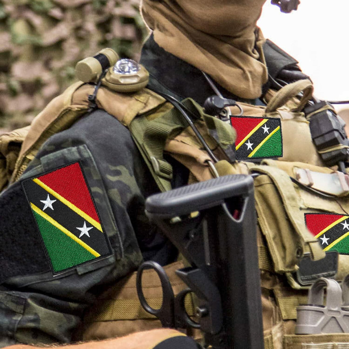 stidsds 2 Pack Saint Kitts and Nevis Flag Embroidered Patches Tactical