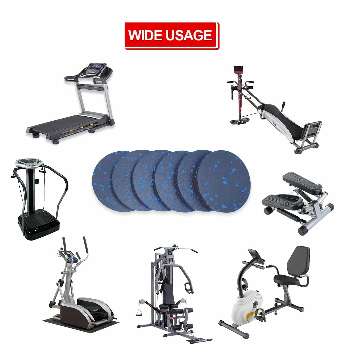 U MAX Exercise Equipment Anti Vibration Pads 4.7x0.6in Black 6pc High Density