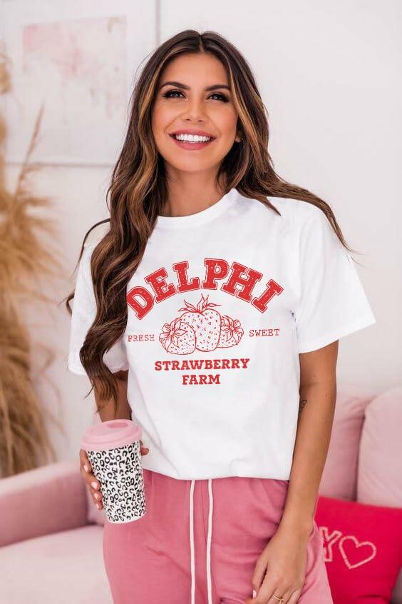 PECHAR Strawberry Shirt Women Casual Print Fruit Lover Tops Size XL Color White