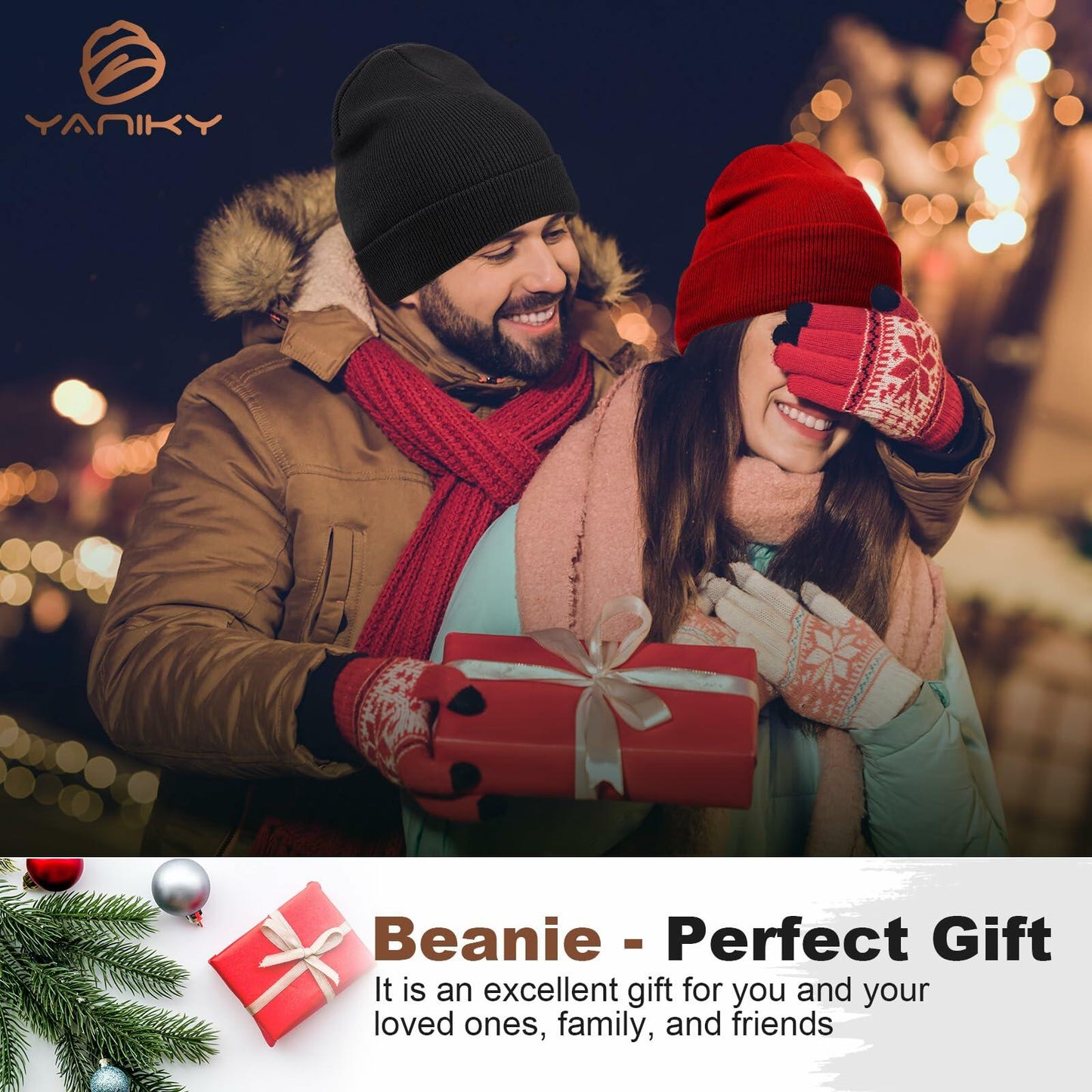 YANIKY Unisex Acrylic Beanie Hat Winter Knit Pink One Size