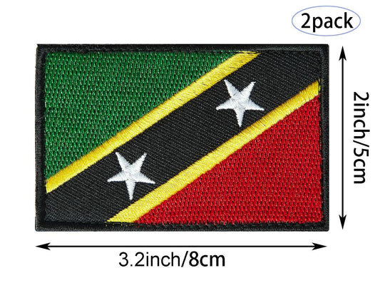 stidsds 2 Pack Saint Kitts and Nevis Flag Embroidered Patches Tactical