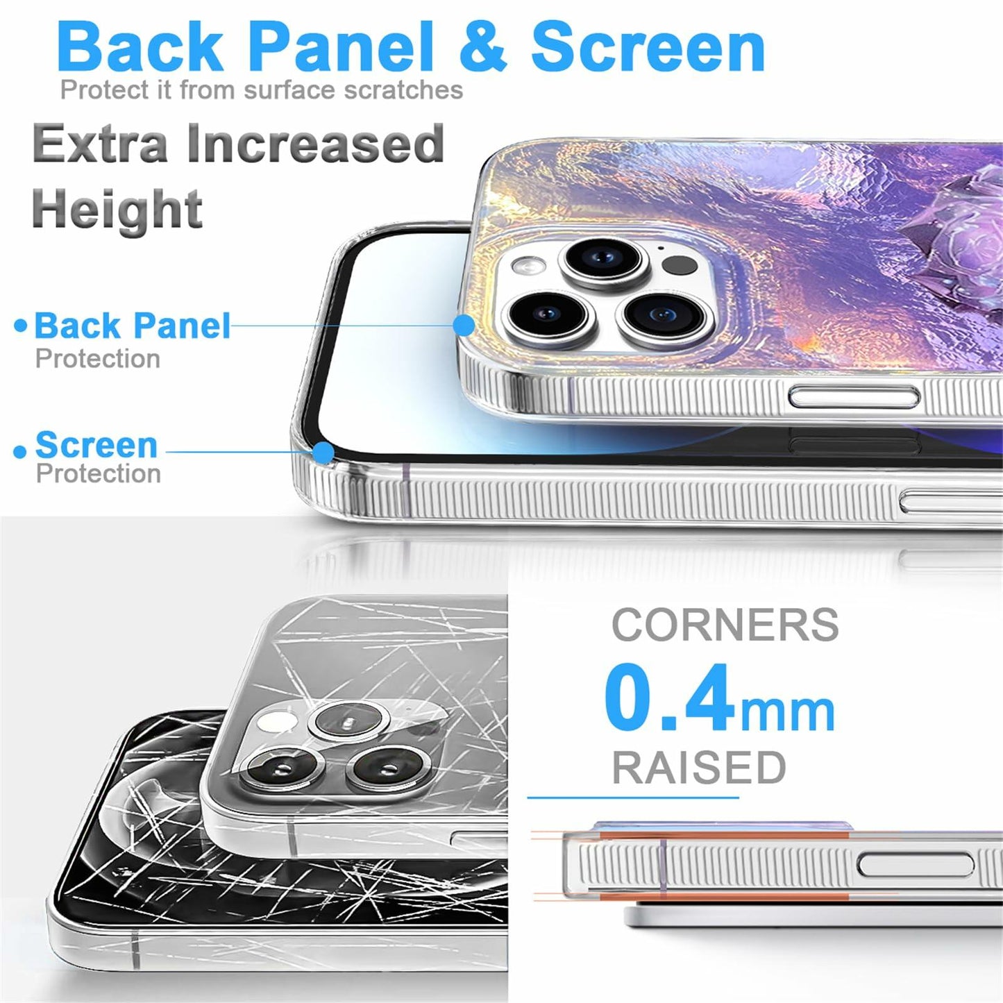 iPhone 16 Pro Case Purple Roses Slim Soft TPU Shockproof Floral Cover