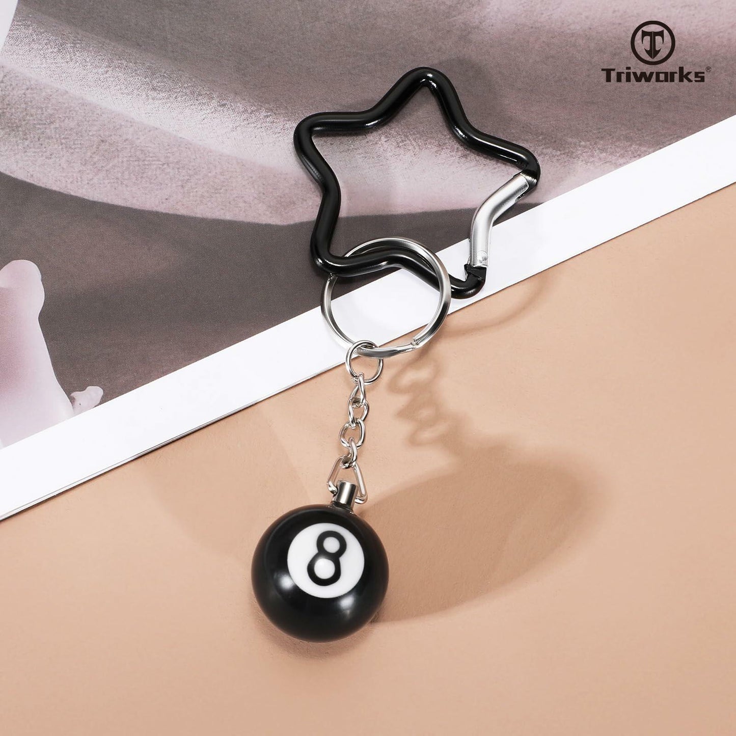 TRIWORKS Keychain Star Heart Pink Butterfly 8 Ball Dice Strawberry Charm