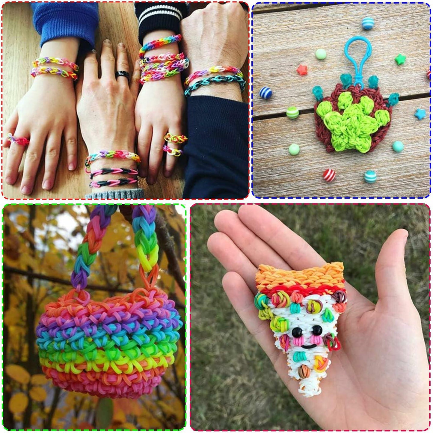 MEGANEOPRE Loom Bracelet Bands Kit 4500+ Pcs 15 Colors Clips Hooks Loom