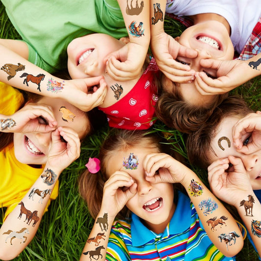 Animal Horse Temporary Tattoos Kids Adults Holiday Party Supplies 52 Pcs