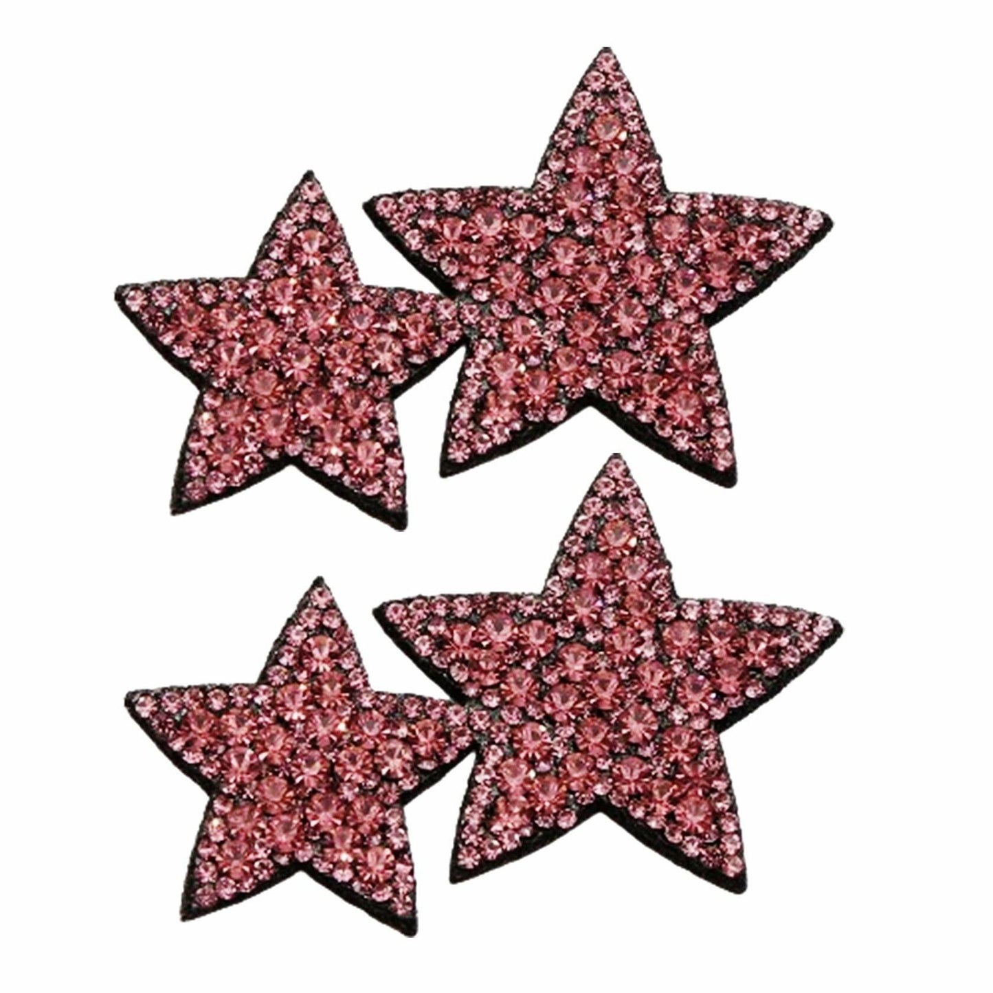 Minason Crystal Star Rhinestone Sew-On Patches Pink 2Pcs Bling DIY Craft