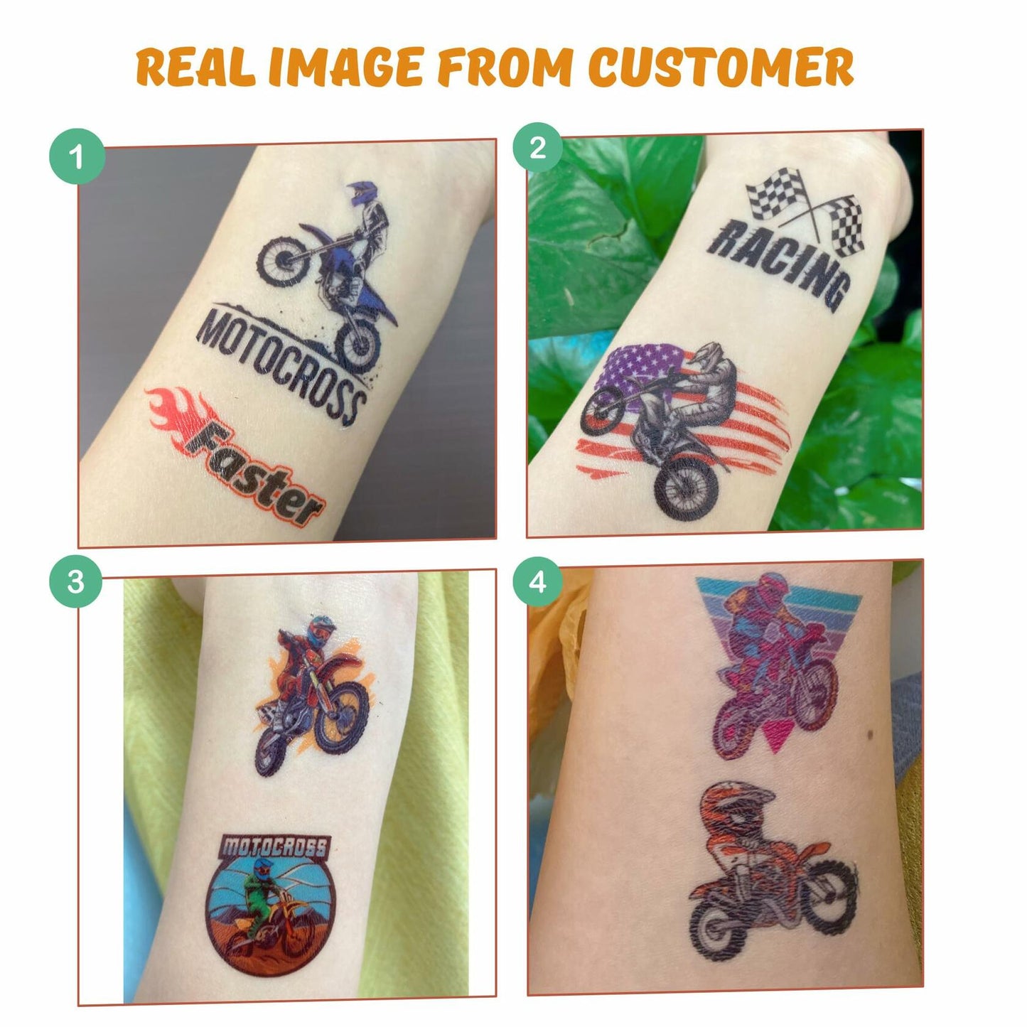 Dirt Bike Temporary Tattoos 50pcs Motorcycle Party Favors Medium
