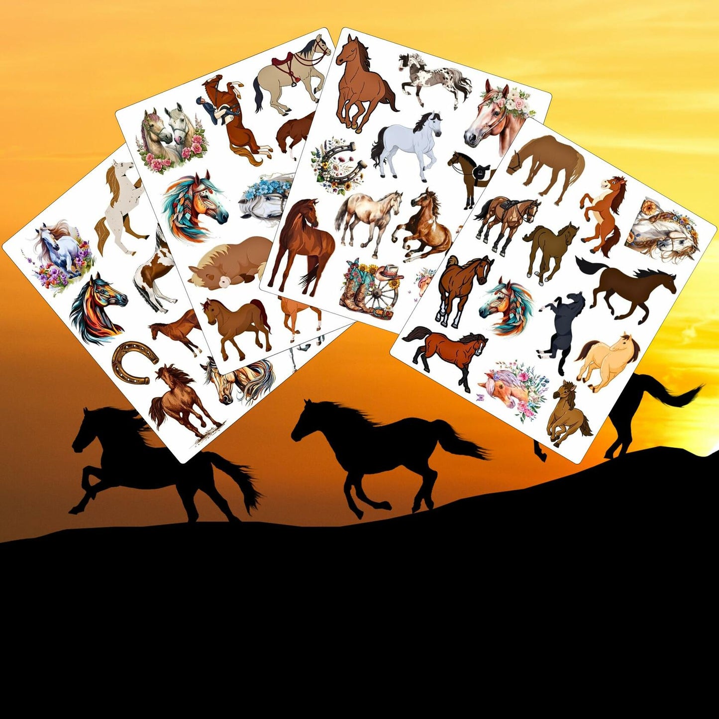 Animal Horse Temporary Tattoos Kids Adults Holiday Party Supplies 52 Pcs