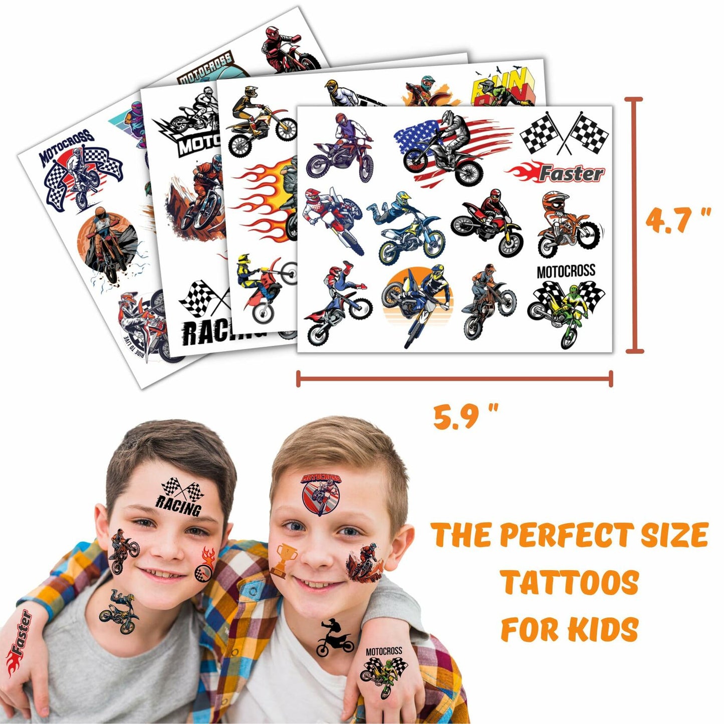 Dirt Bike Temporary Tattoos 50pcs Motorcycle Party Favors Medium