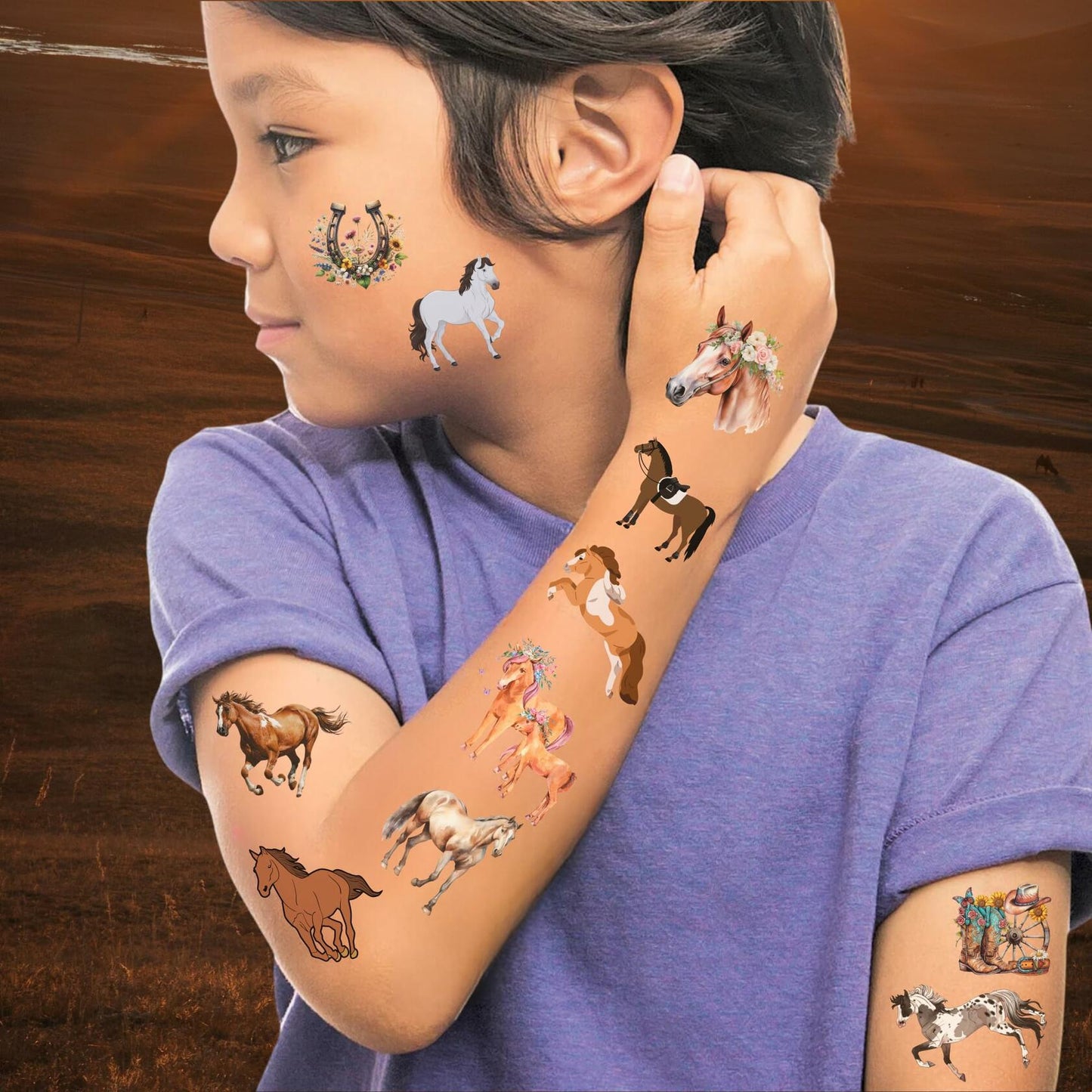 Animal Horse Temporary Tattoos Kids Adults Holiday Party Supplies 52 Pcs