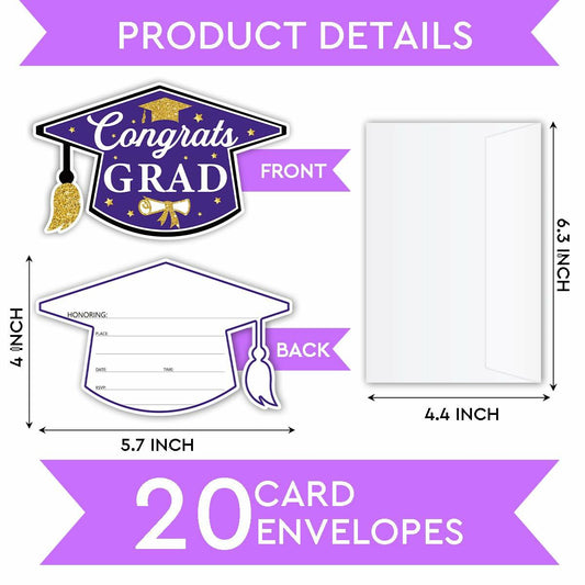 SHIEL-EVEN Graduation Invitation Cards with Envelope, 20 Count Party Decor