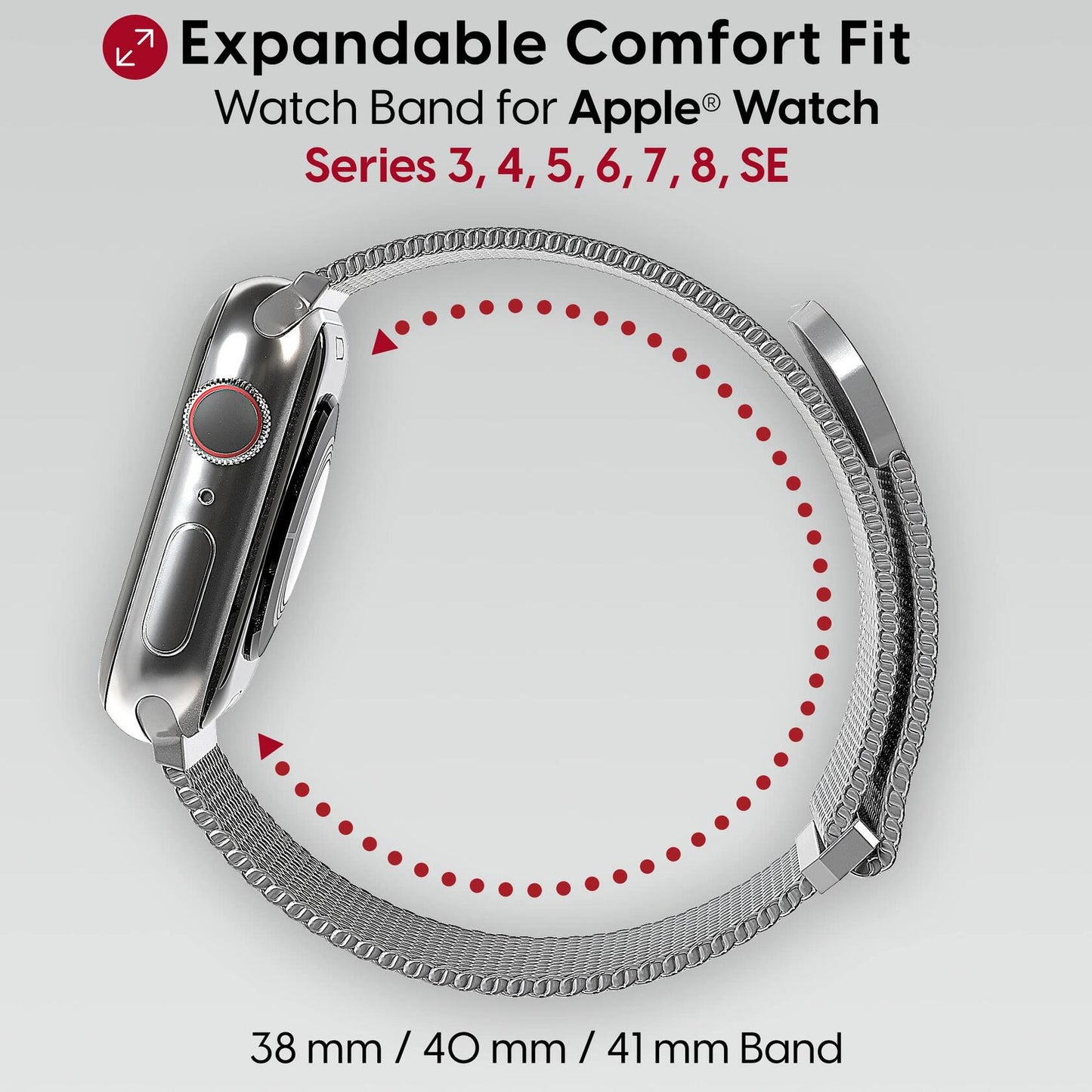 TALK WORKS Stainless Steel Mesh Watch Band for Apple Watch 38-41mm Silver