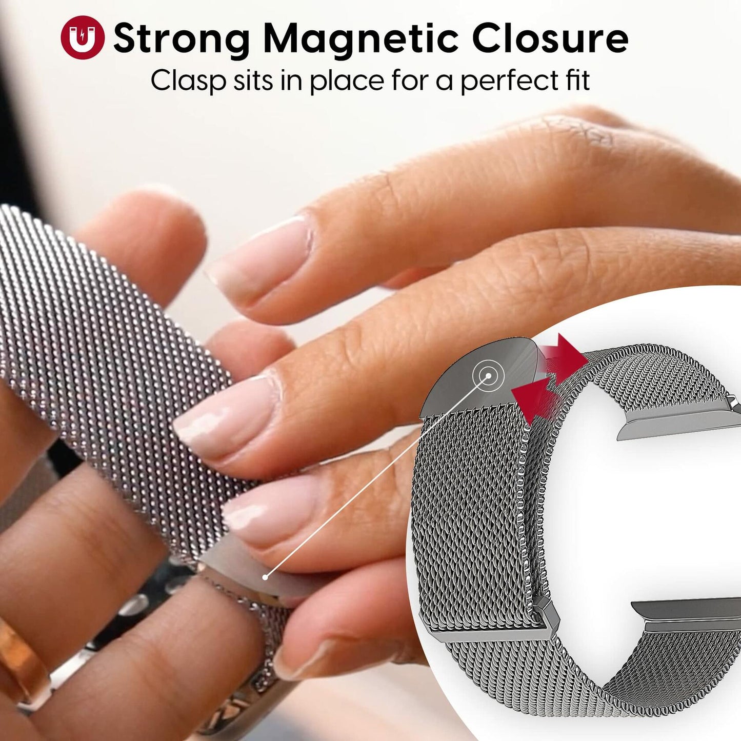 TALK WORKS Stainless Steel Mesh Watch Band for Apple Watch 38-41mm Silver