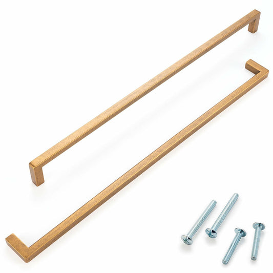 ASKANO Antique Brass Cabinet Pulls 12.6" Hole Centers Square Bar Pack of 1