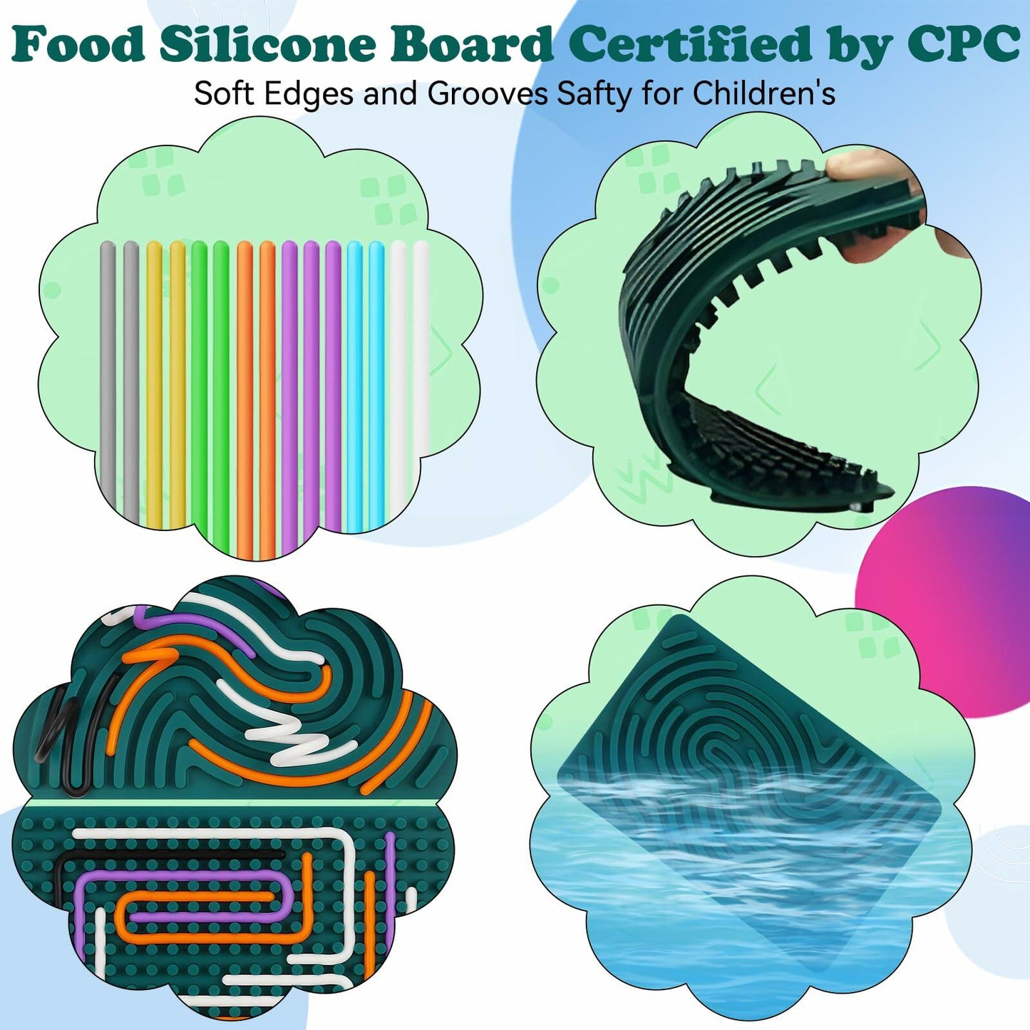 COWGOLDCHILD Silicone Sensory Activity Board Toy Kids 3+ Double-Sided Pad